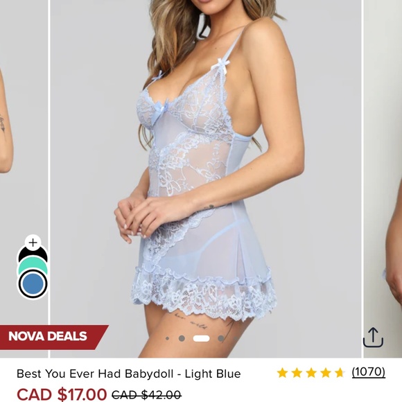 Fashion Nova Set Bundle Sheer Lace Blue Babydoll & Lace Khaki Pullover Bra Sz L - Picture 3 of 16